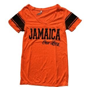 Jamaica One Love TBL Sport Orange Black V-Neck T-Shirt Medium
